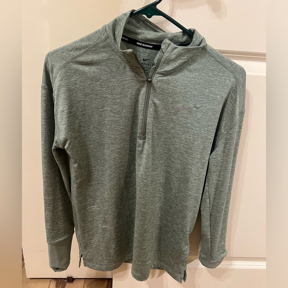Nike Women Activewear Half Zip Green Pullover Dri-Fit Shirt Running